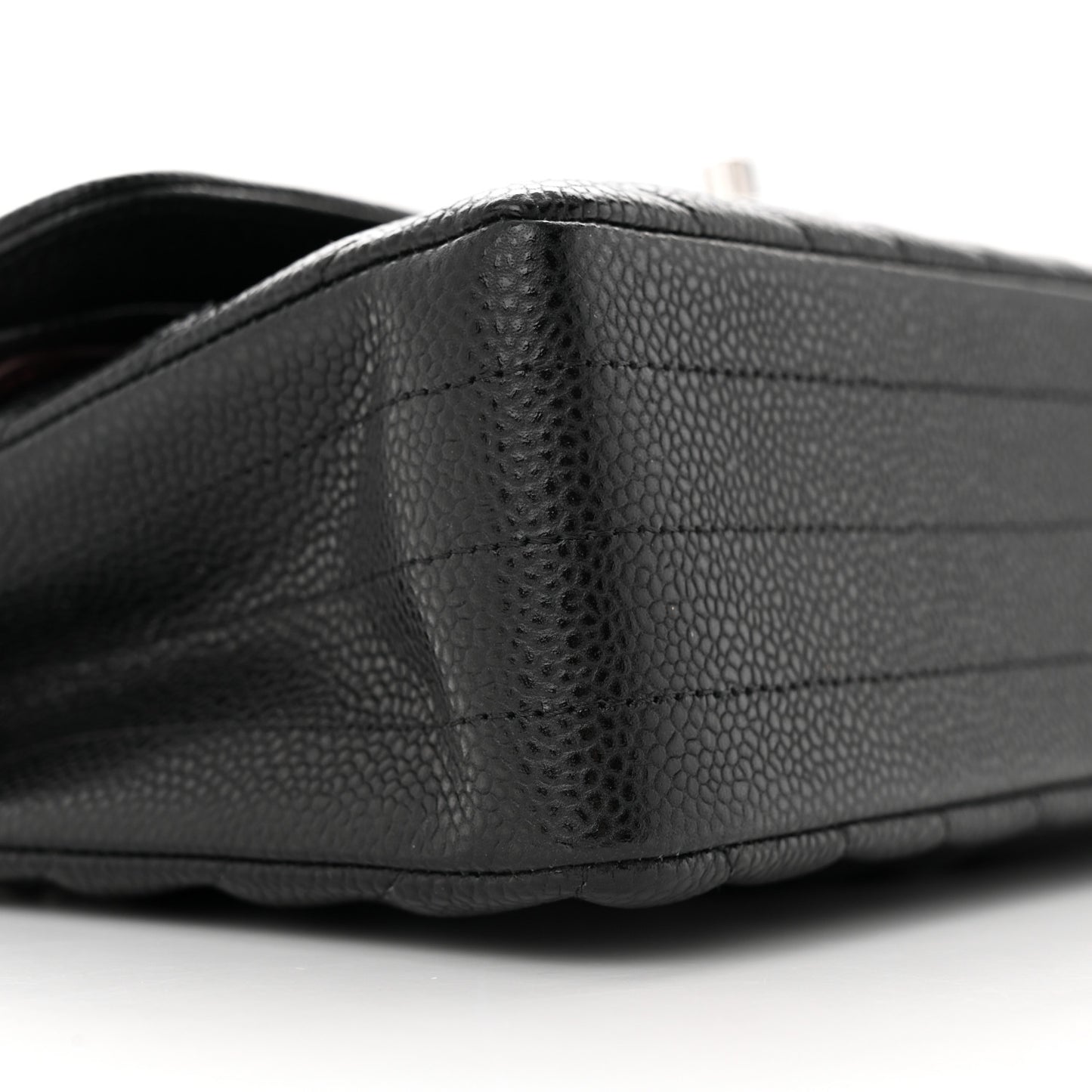 Caviar Chevron Quilted Small Double Flap Black