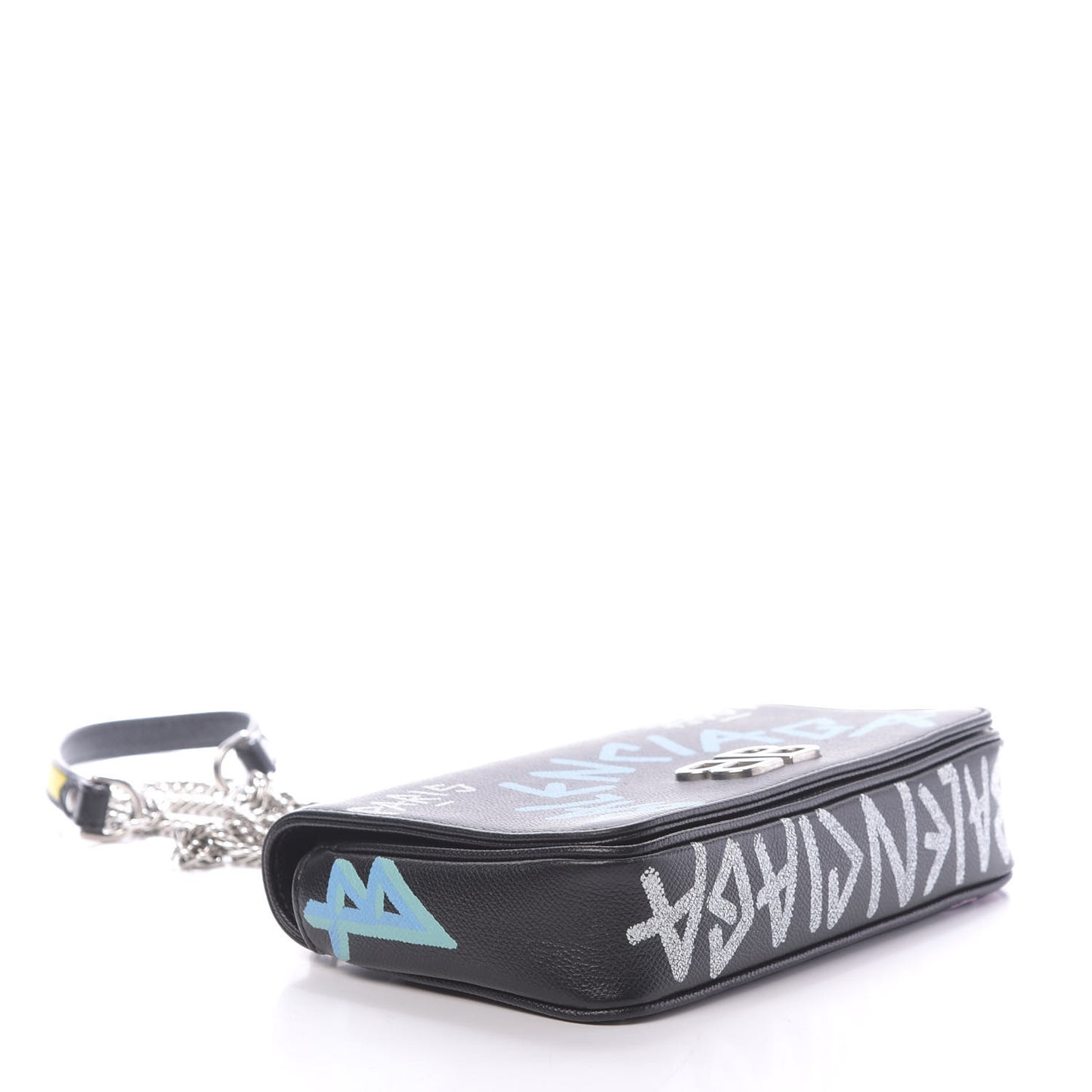 Grained Calfskin Graffiti S BB Round Crossbody Bag Black Multicolor