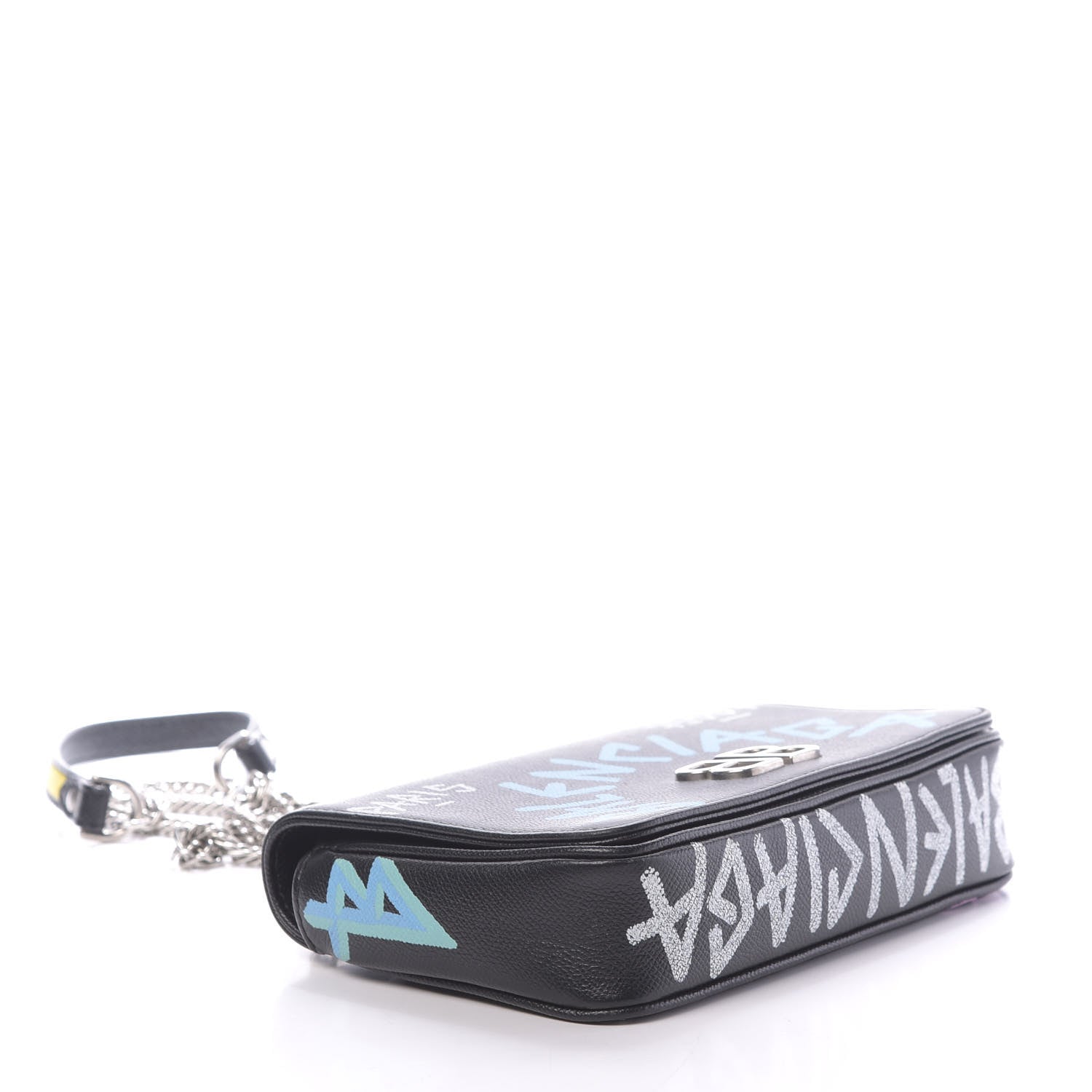 Balenciaga Grained Calfskin Graffiti S BB Round Crossbody Bag Black Multicolor 4 of 10