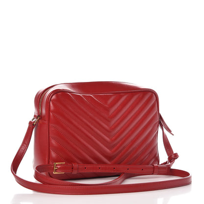 Saint Laurent Calfskin Matelasse Monogram Lou Camera Bag Red 3 of 7