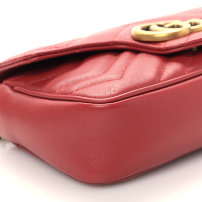 Gucci Calfskin Matelasse Super Mini GG Marmont Shoulder Bag Hibiscus Red 8 of 11