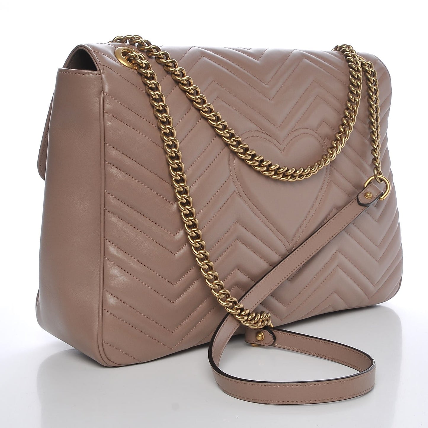 Calfskin Matelasse Heart Large GG Marmont Shoulder Bag Porcelain Rose
