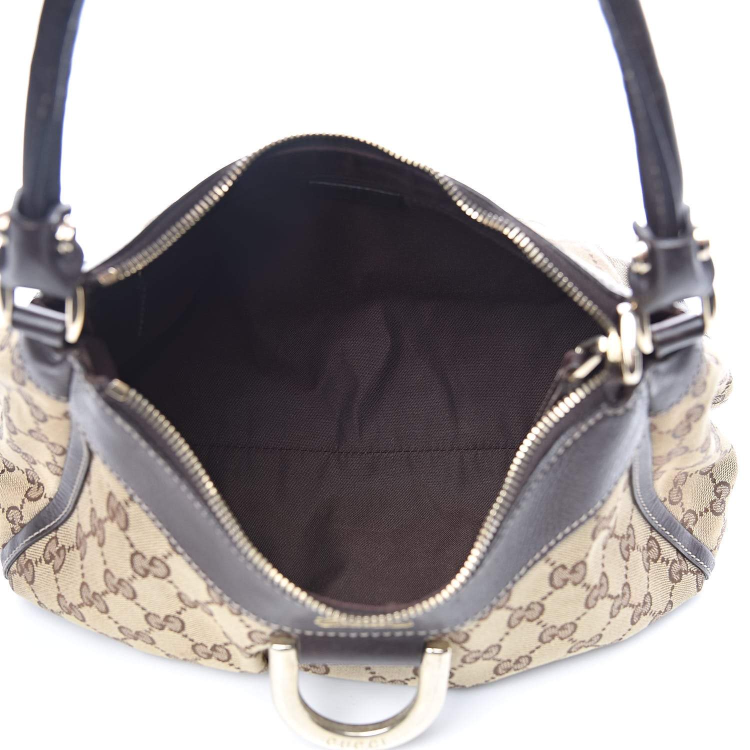 Gucci Monogram D Ring Gold Hobo Dark Brown 5 of 14