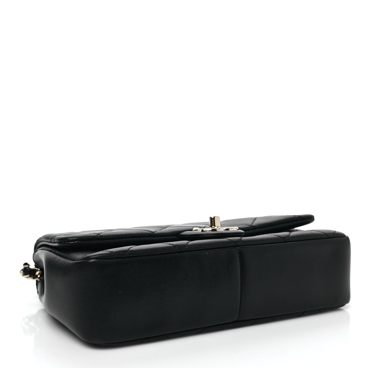 Lambskin Quilted Resin Bi-Color Chain Flap Bag Black