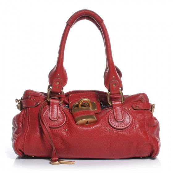 Leather Medium Paddington Satchel Red