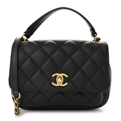 Chanel Calfskin Quilted Top Handle Flap Black 1 of 11