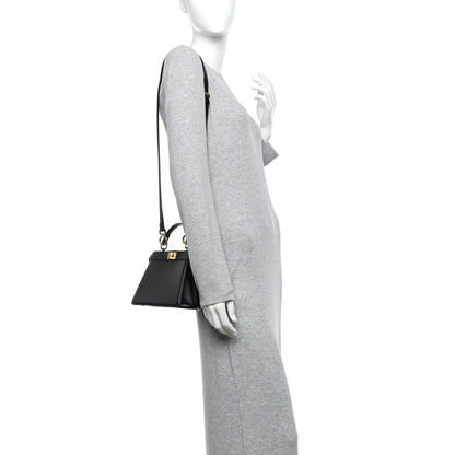 Fendi Shiny Nappa Petite Peekaboo I SEE U Satchel Black 2 of 12