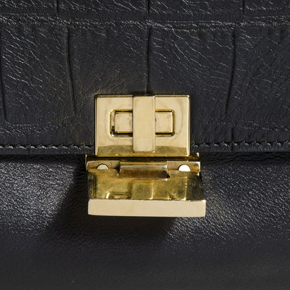 Celine Crocodile Embossed Medium Trapeze Black 9 of 9