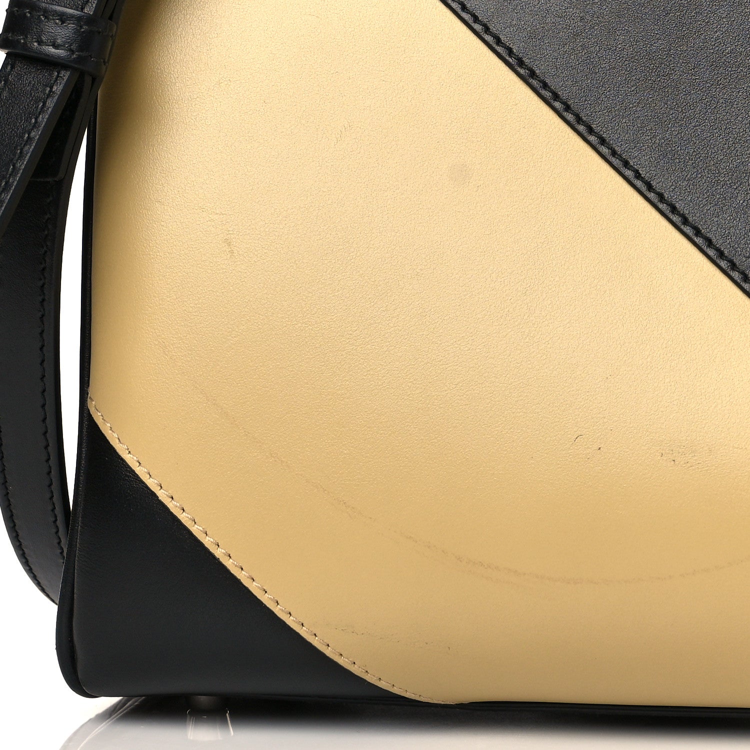 Gucci Smooth Calfskin Diagonal Striped Small Zumi Top Handle Bag Black Beige 13 of 13