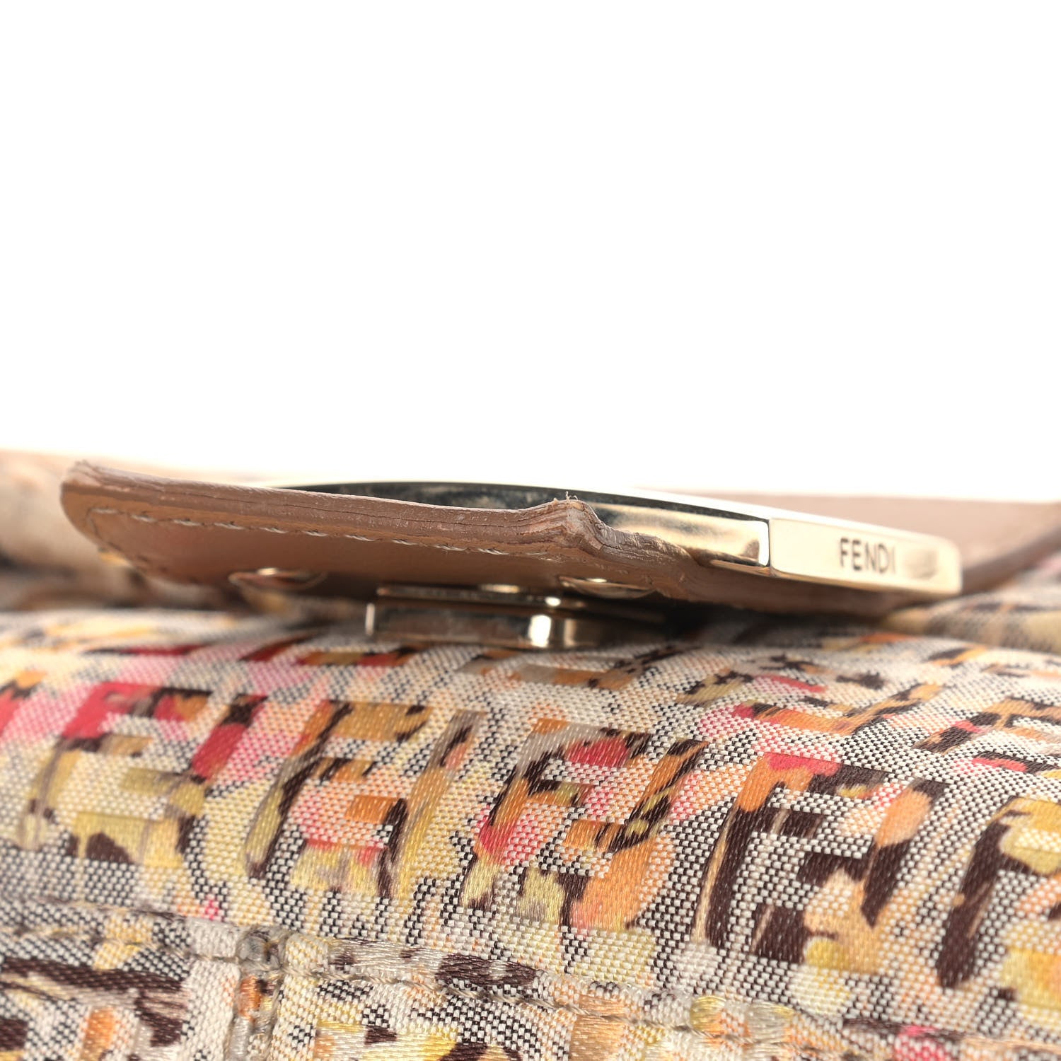 Fendi Zucchino Vitello Floral Forever Mama Baguette Pesca Giallo Saddler 10 of 12