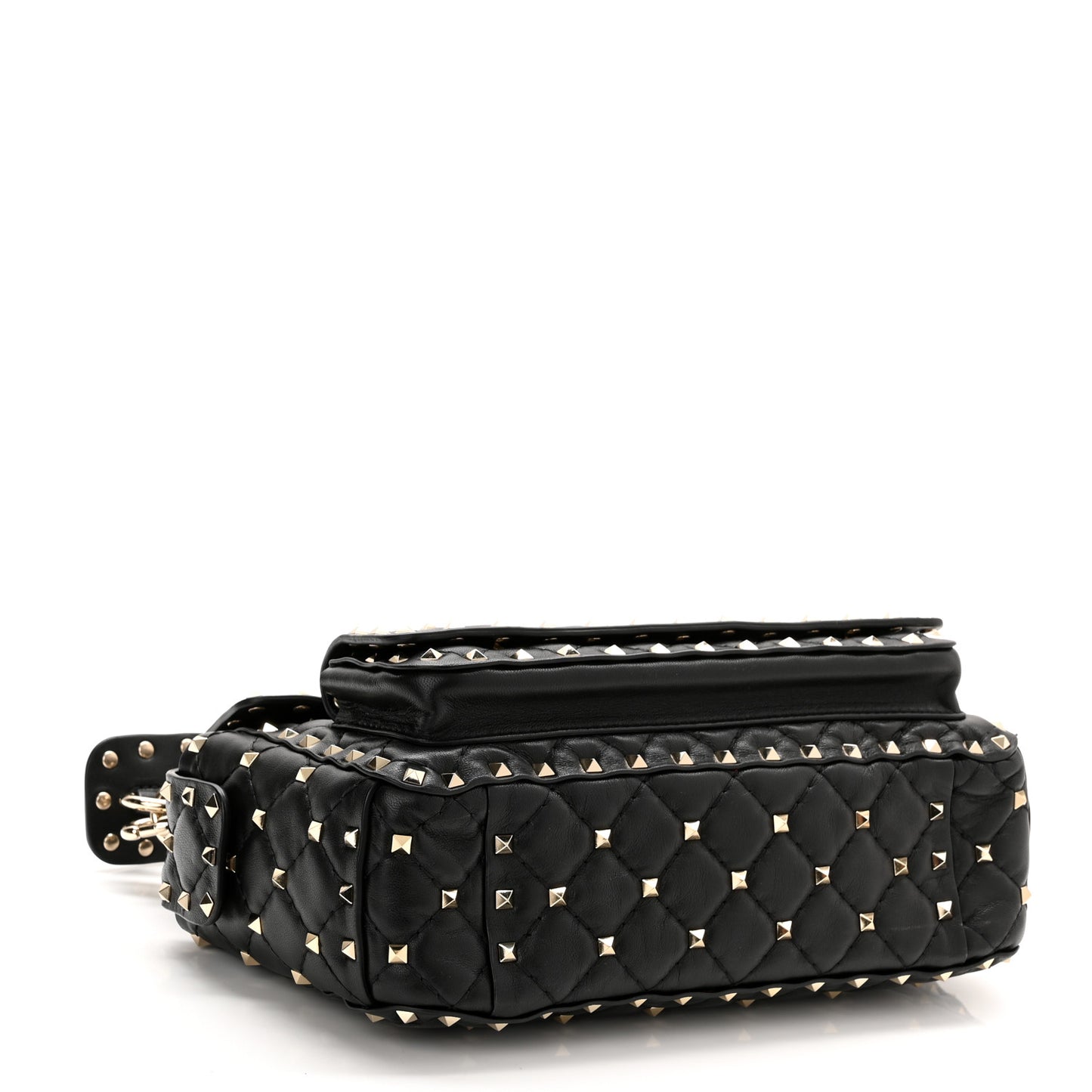 Lambskin Medium Rockstud Spike Shoulder Bag Black
