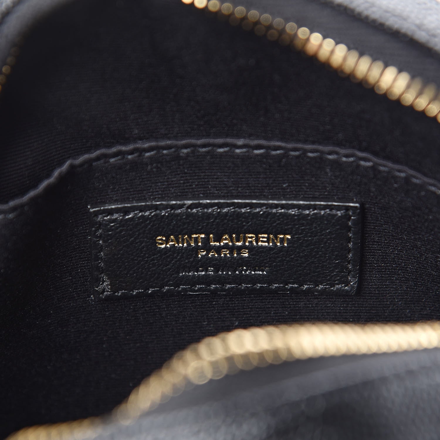 Saint Laurent Grain De Poudre Matelasse Chevron Quilted Round Vinyle Camera Bag Black 6 of 10