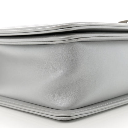 Chanel Metallic Calfskin Quilted New Medium Plexiglass Boy Flap Silver 9 of 12