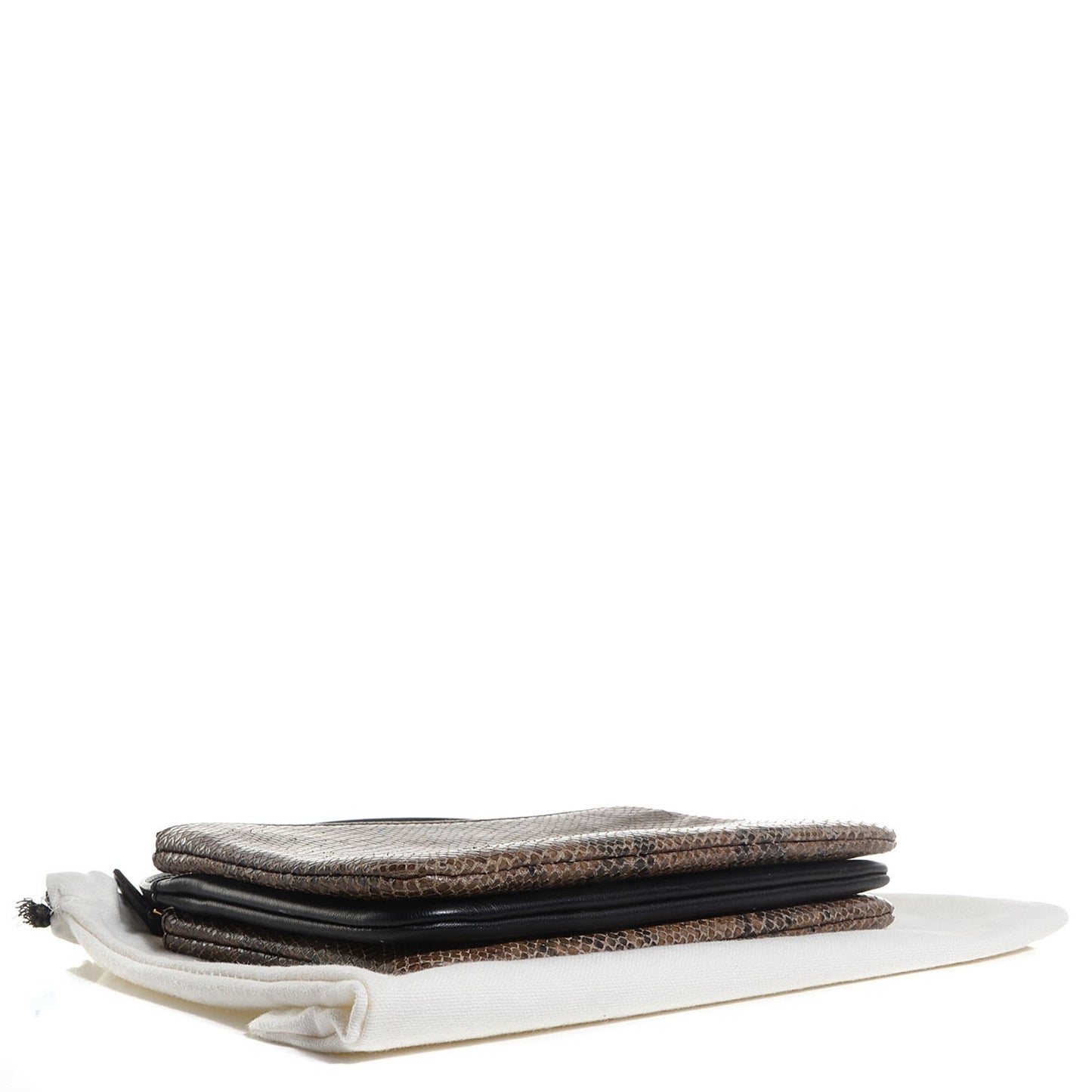 Python Embossed Small Trio Crossbody Bag Khaki
