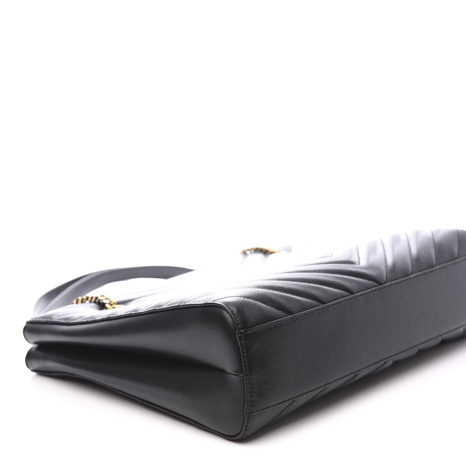 Saint Laurent Grain De Poudre Matelasse Chevron Medium Tribeca Shopping Bag Black 8 of 10
