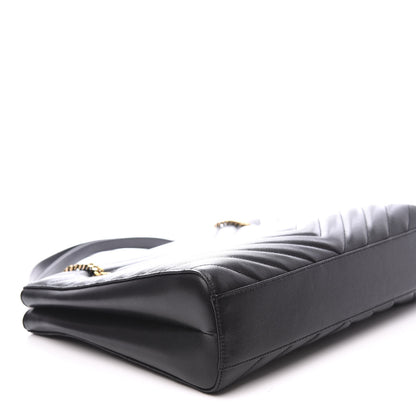 Saint Laurent Grain De Poudre Matelasse Chevron Medium Tribeca Shopping Bag Black 8 of 10