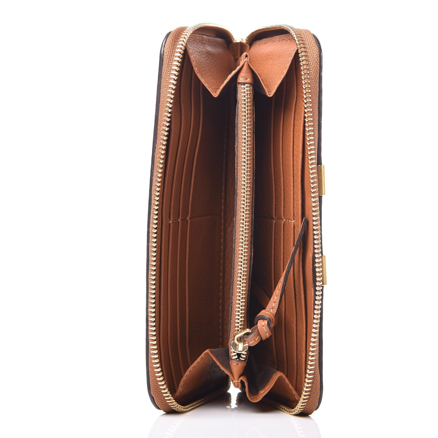 Grained Calfskin Marcie Long Zip Around Wallet Tan