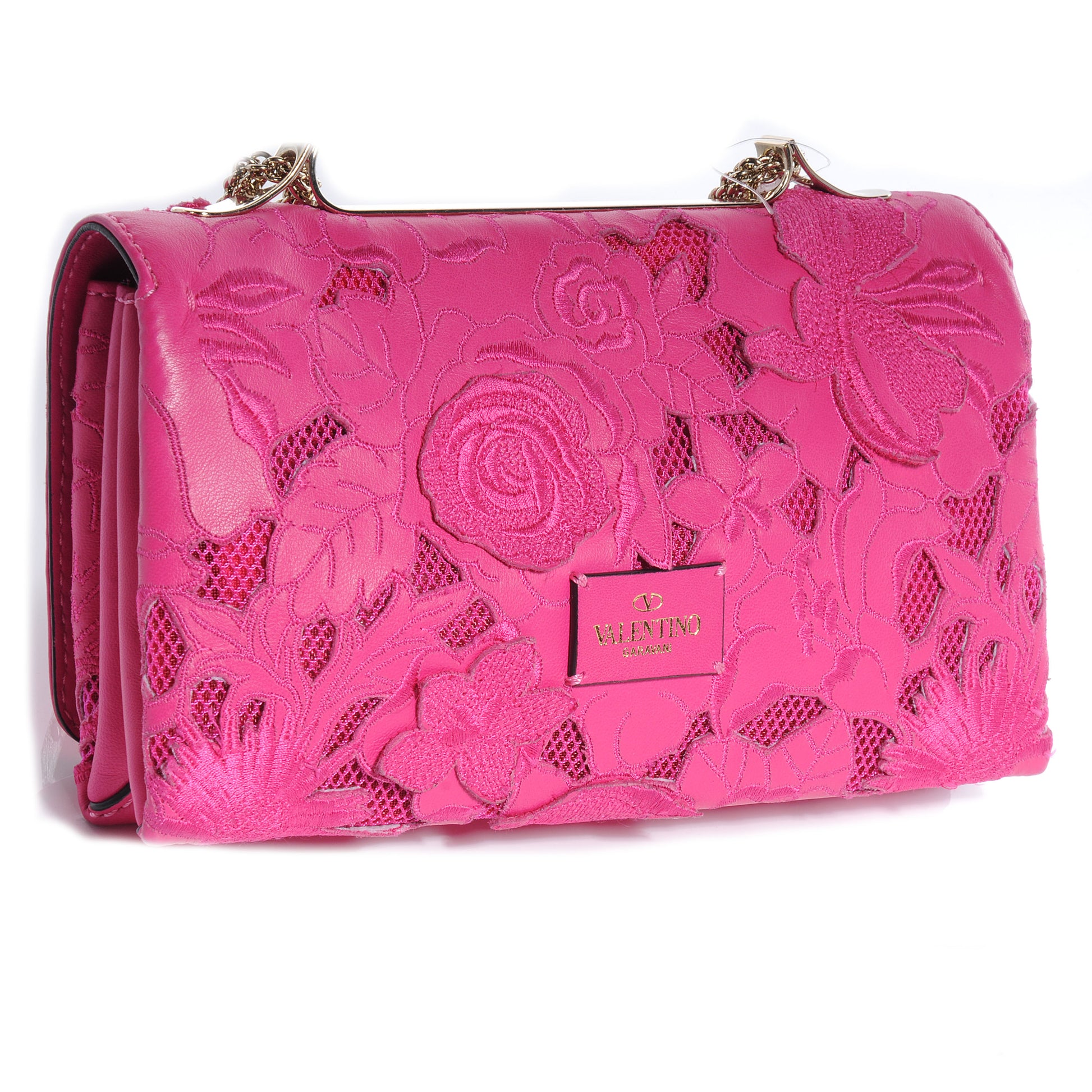 Valentino Garavani Nappa Lace Girello Flap Pop Fuxia 3 of 8