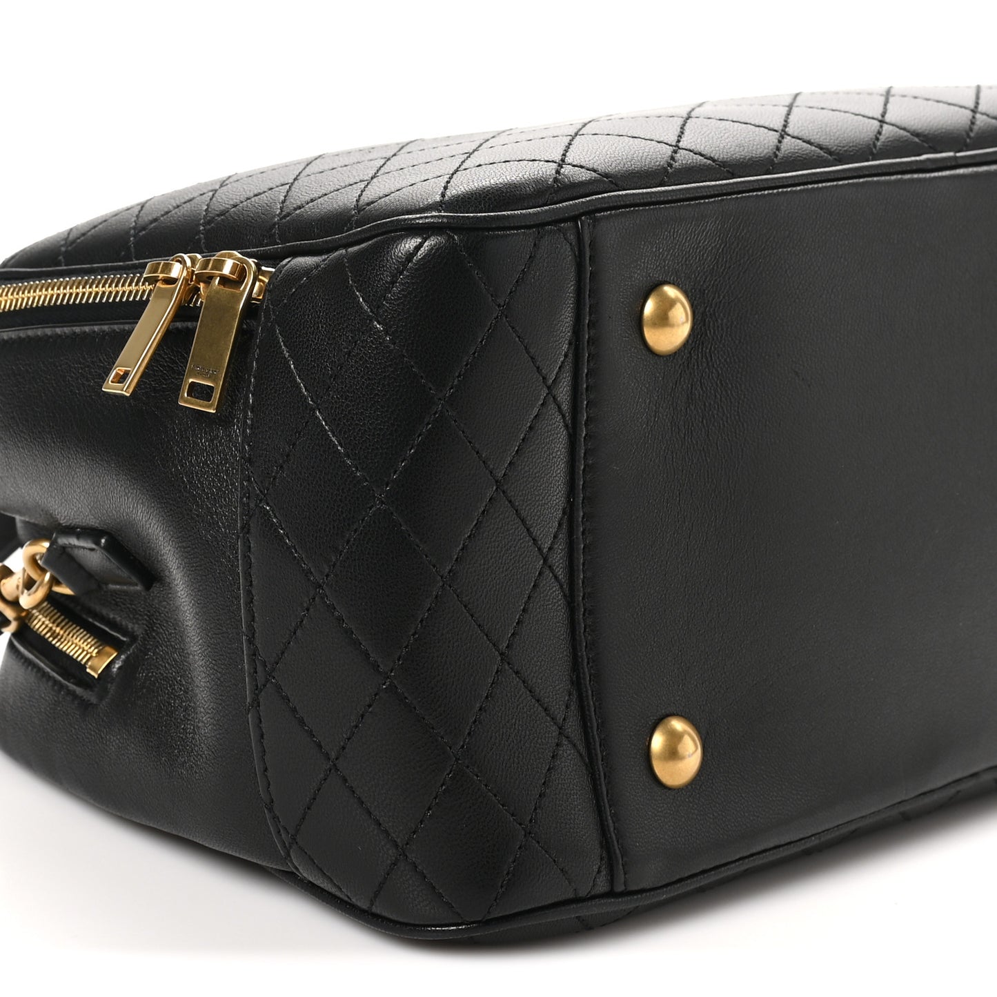 Lambskin Lyia Quilted Duffle Bag Black