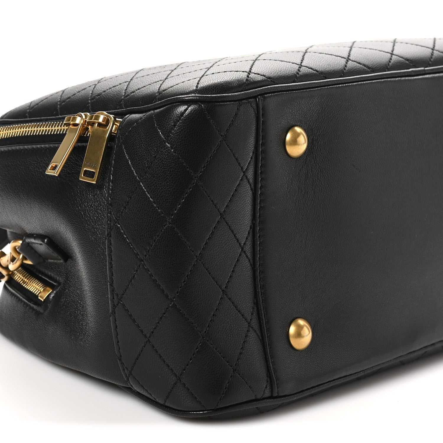 Saint Laurent Lambskin Lyia Quilted Duffle Bag Black 10 of 11