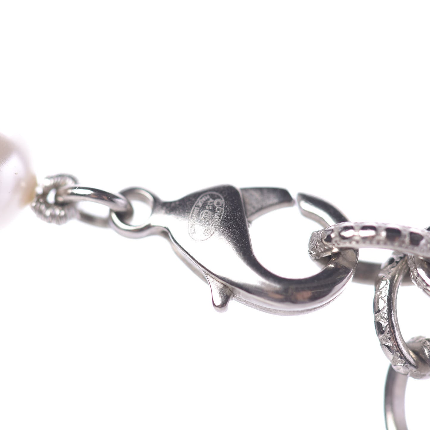 Pearl CC Short Necklace Silver