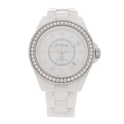 Chanel Stainless Steel Ceramic Diamond Bezel 38mm J12 Automatic Watch White 1 of 5