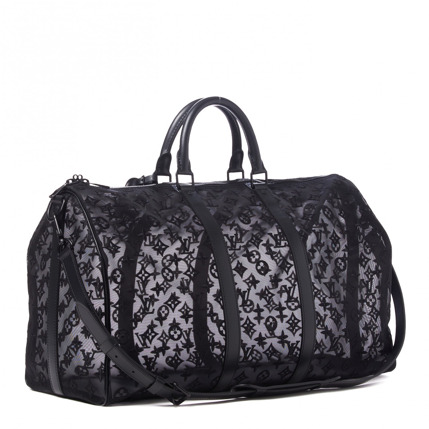 Louis Vuitton Monogram See Through Keepall Bandouliere 50 Black 3 of 9