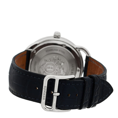 Hermes Stainless Steel Alligator 40mm Arceau Quartz Watch Bleu Abysse 3 of 4