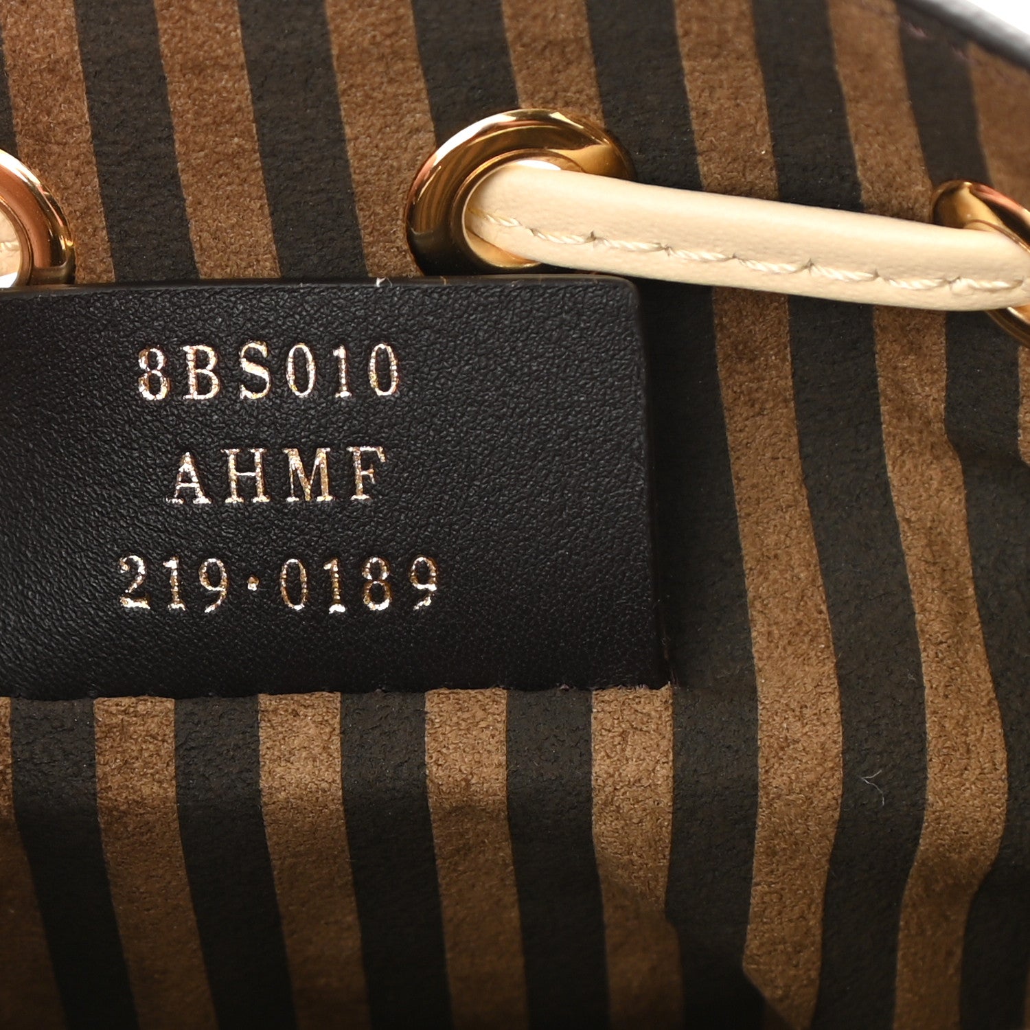 Fendi Vitello King F is Fendi Logo Debossed Metal Stitch Mini Mon Tresor Bucket Bag Pergamena 7 of 11
