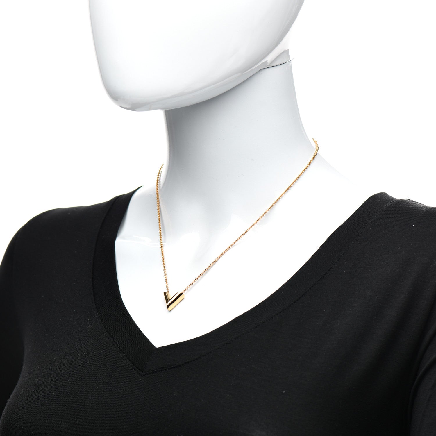 Louis Vuitton Brass Essential V Necklace Gold 2 of 5
