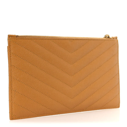 Saint Laurent Grain De Poudre Chevron Monogram Bill Pouch Senape Yellow 3 of 9