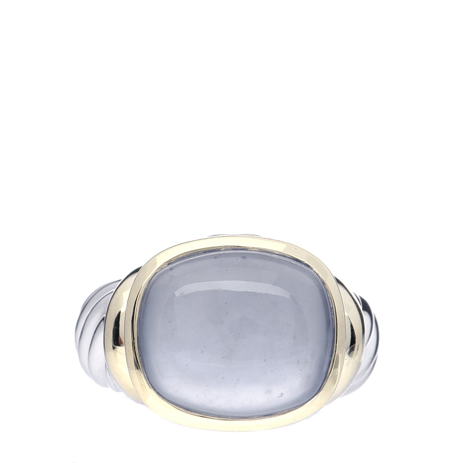 David Yurman Sterling Silver 14K Yellow Gold Chalcedony 14mm Noblesse Ring 53 6.5 1 of 7