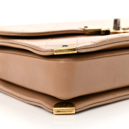Chanel Shiny Lambskin Quilted Around The Corner Flap Beige 9 of 10