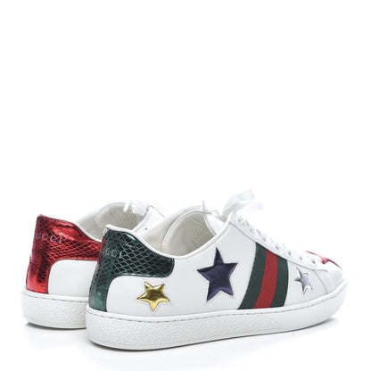 Gucci Calfskin Ayers Web Star Embroidered Womens Ace Sneakers 37.5 White Multi 4 of 11