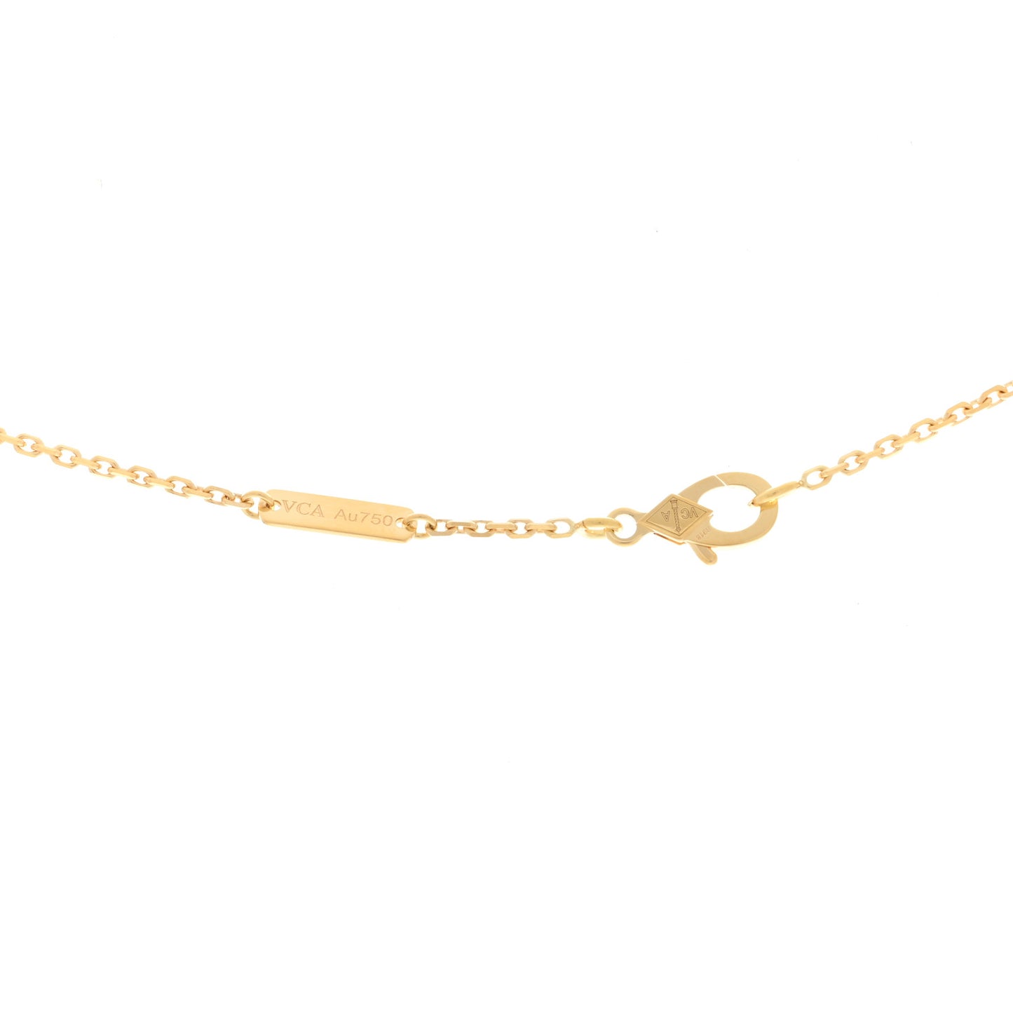 18K Yellow Gold Carnelian Vintage Alhambra Pendant Necklace