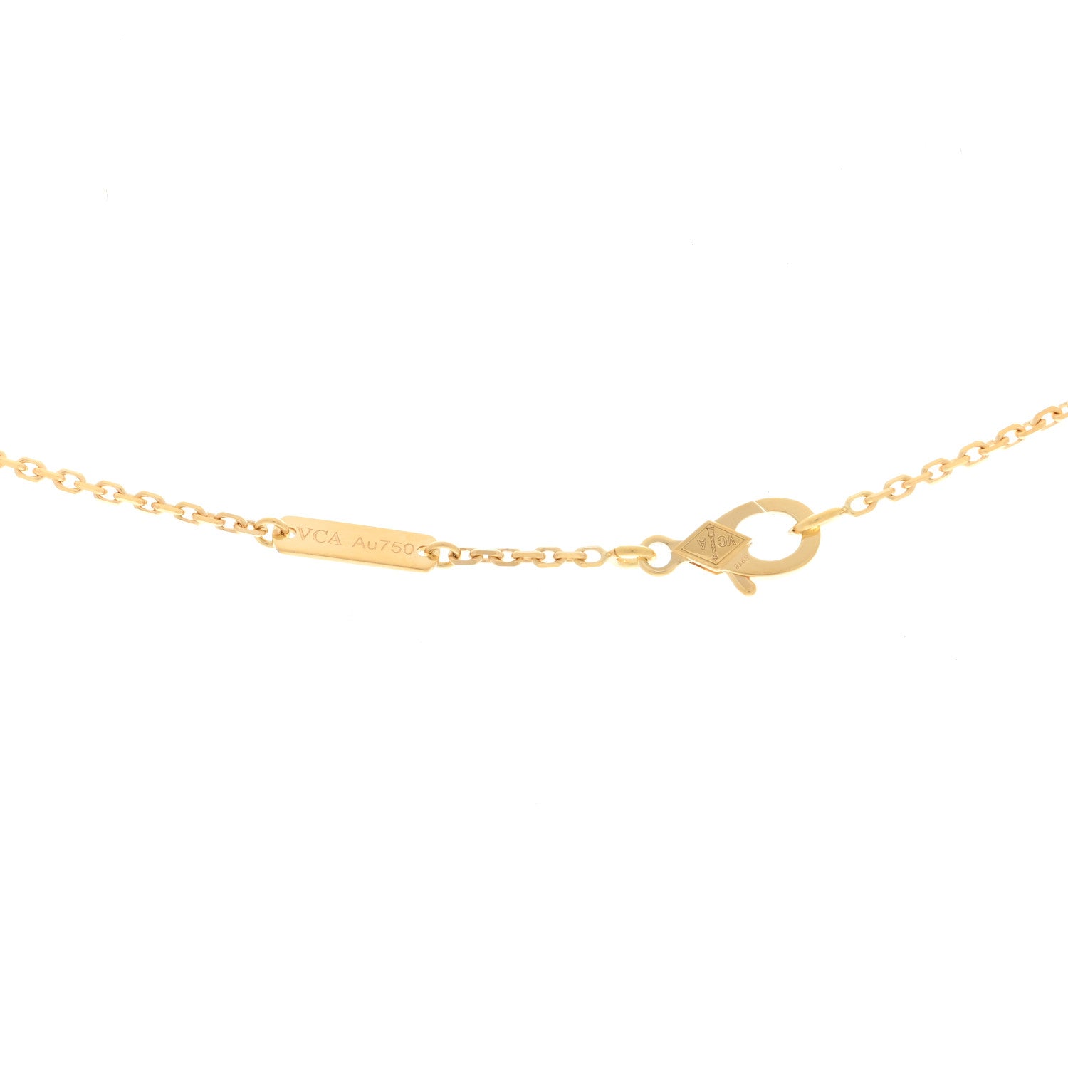 Van Cleef & Arpels 18K Yellow Gold Carnelian Vintage Alhambra Pendant Necklace 3 of 3