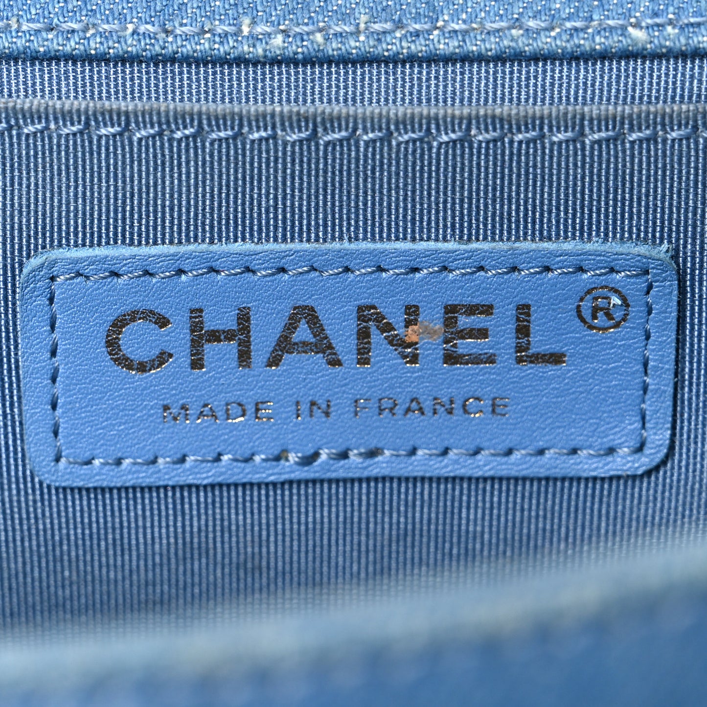 Denim Pleated Medium Boy Flap Light Blue