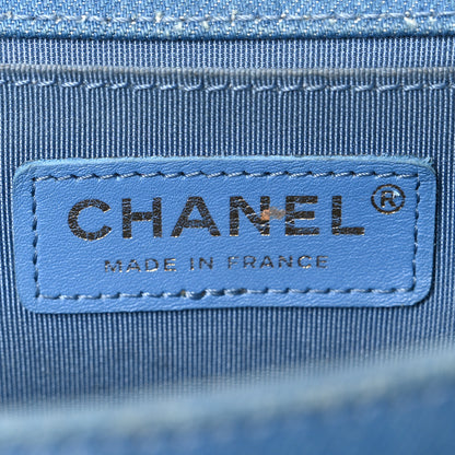 Chanel Denim Pleated Medium Boy Flap Light Blue 5 of 10