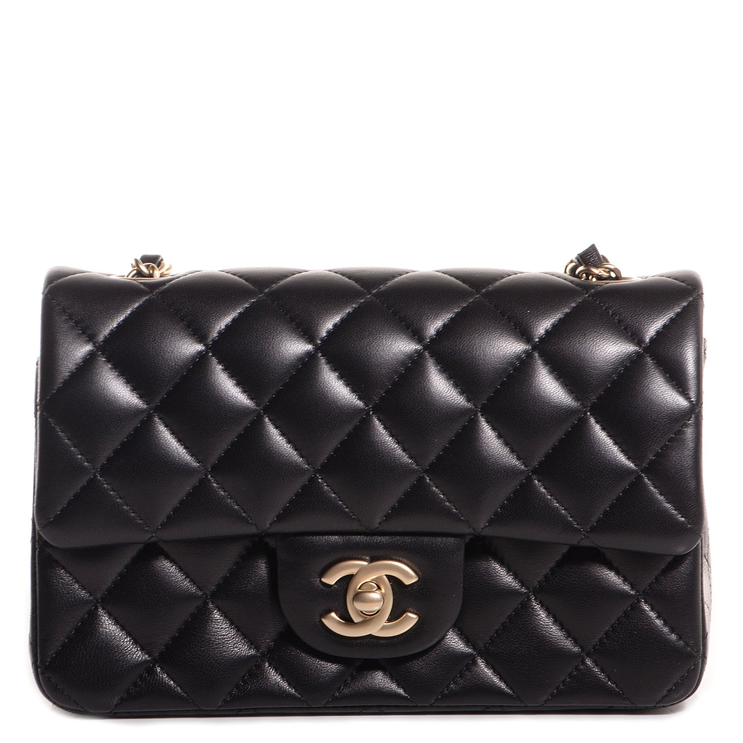 Lambskin Quilted Mini Rectangular Flap Black