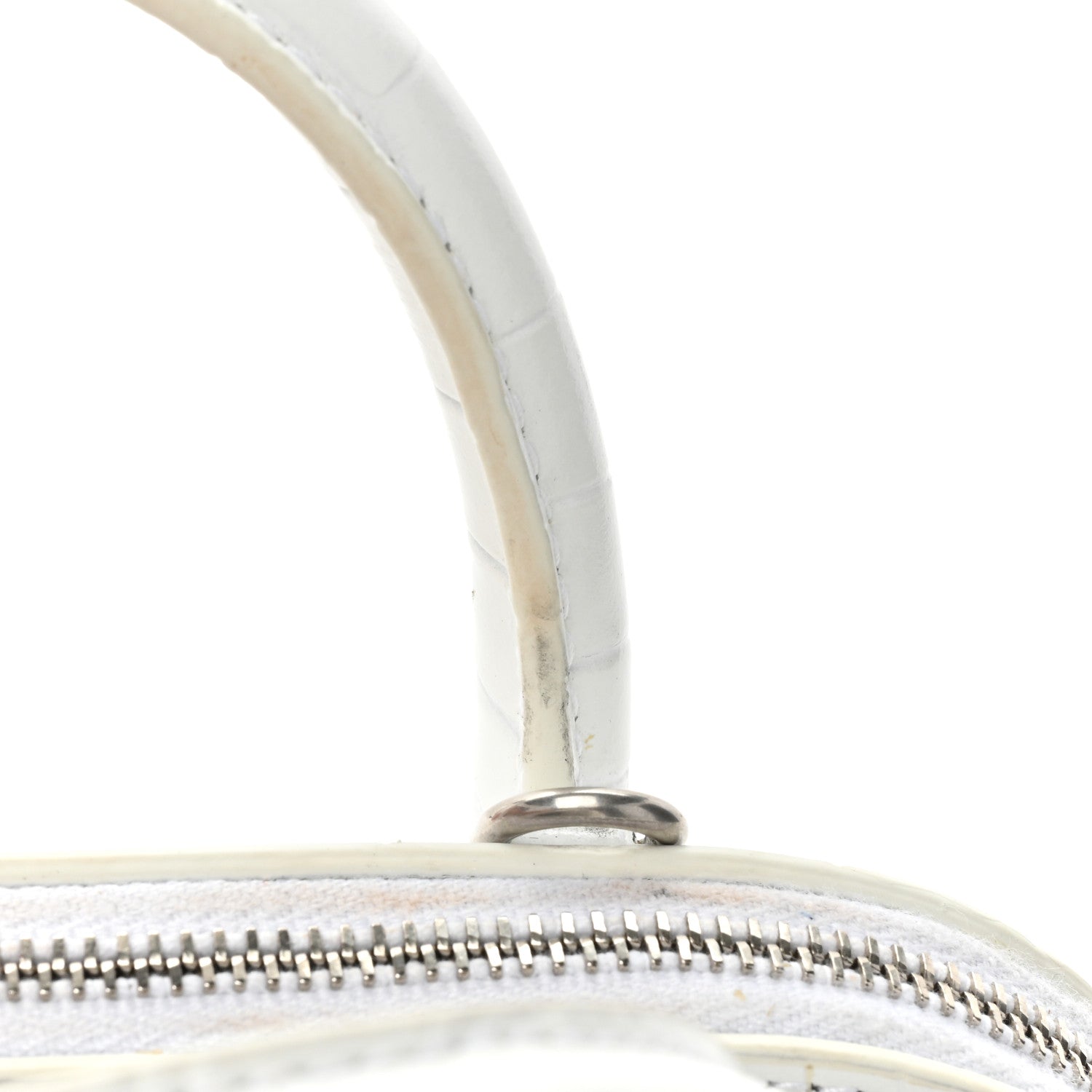 Balenciaga Calfskin Crocodile Embossed XXS Ville Top Handle Bag White Black 16 of 19