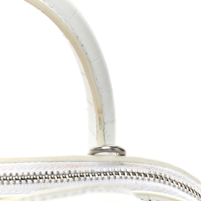 Balenciaga Calfskin Crocodile Embossed XXS Ville Top Handle Bag White Black 16 of 19