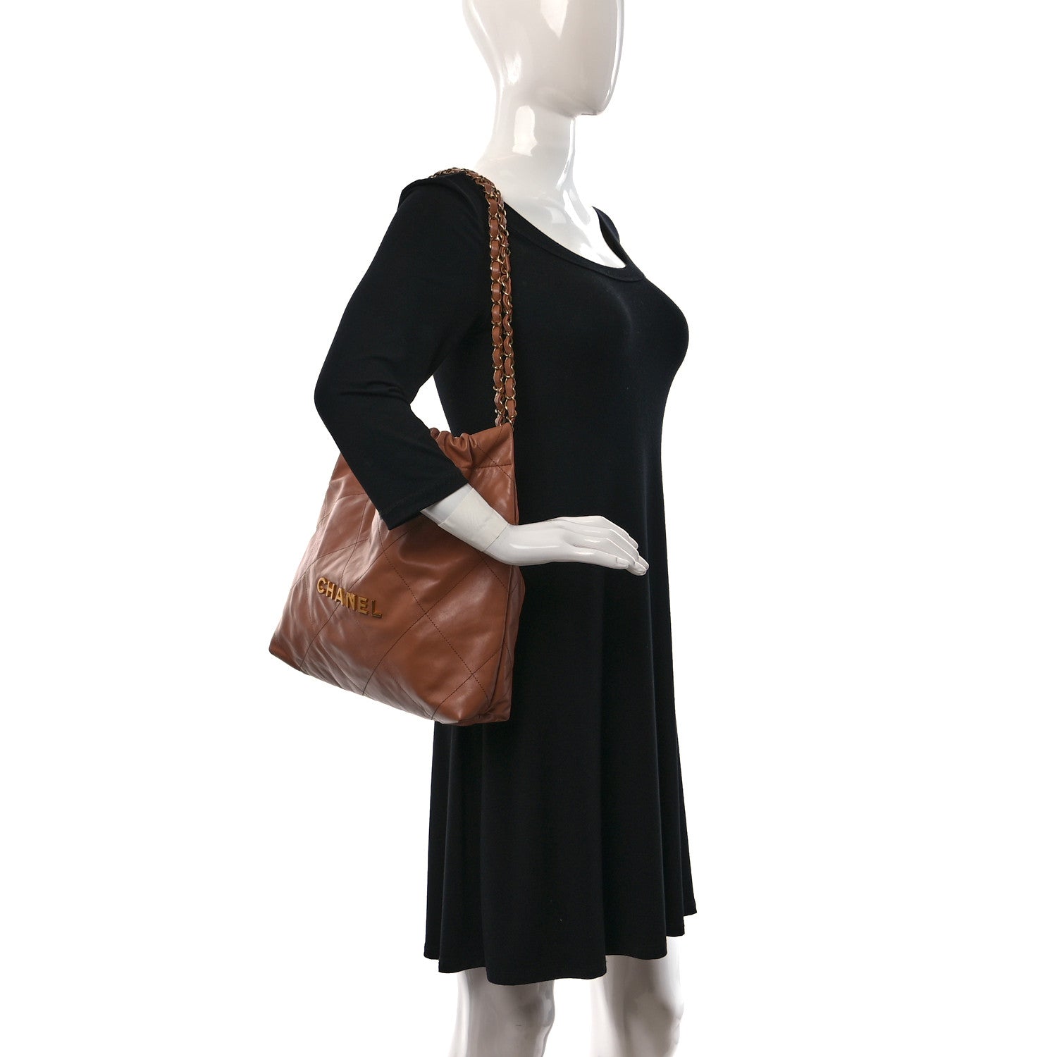 Chanel Shiny Calfskin Quilted Small Chanel 22 Beige 2 of 11