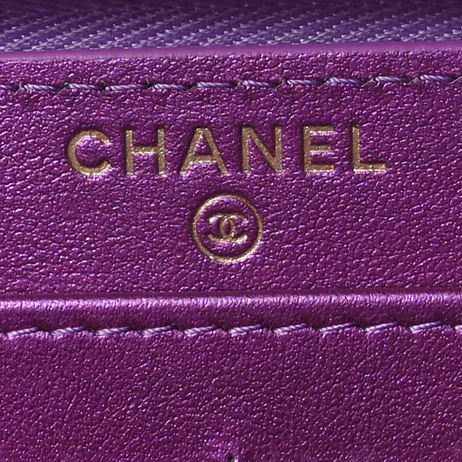 Chanel Iridescent Lambskin Quilted Large Gusset Zip Around Wallet Purple 6 of 9