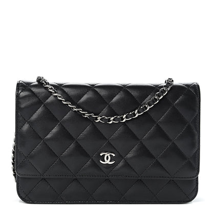 Chanel Lambskin Quilted Wallet On Chain WOC Black 1 of 14