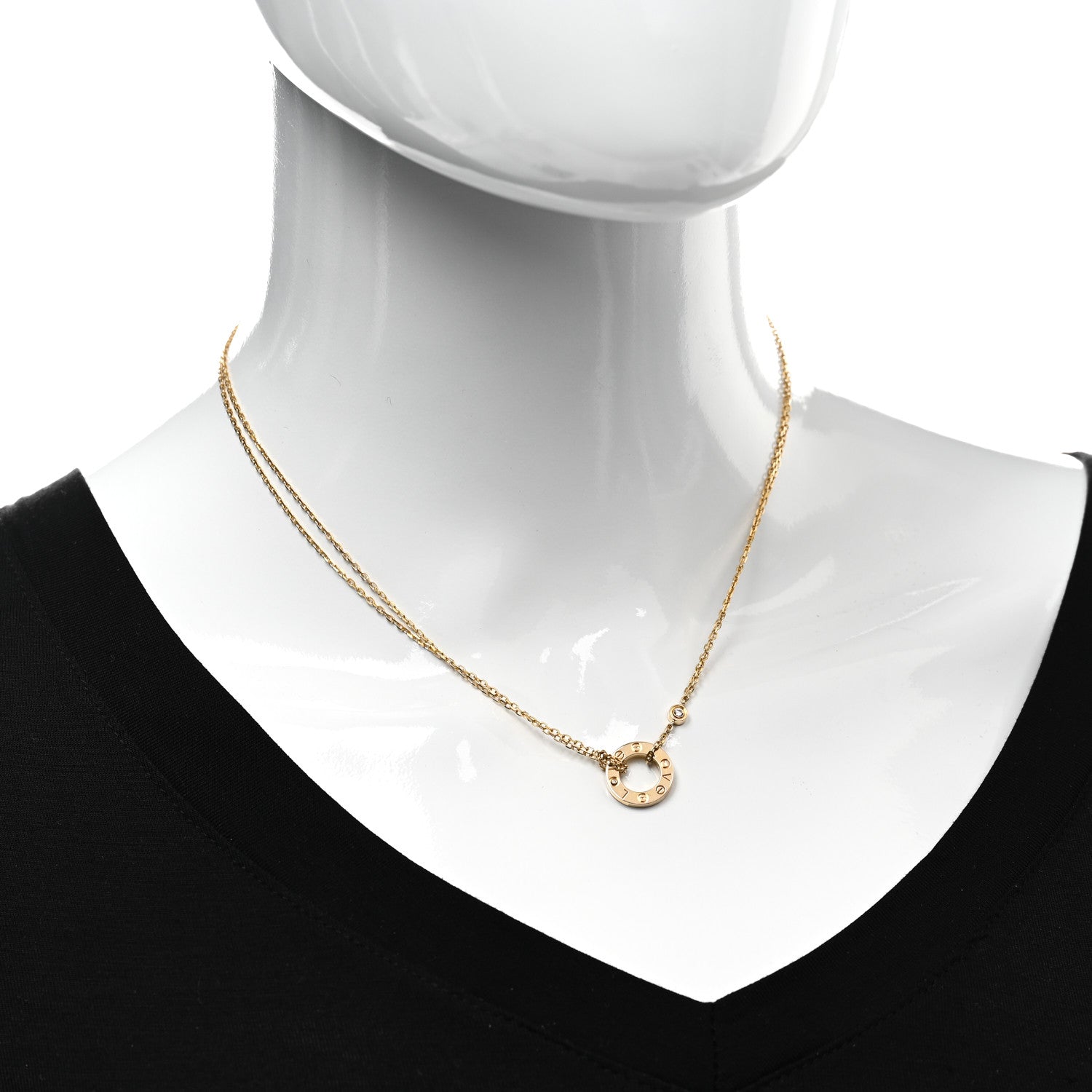 Cartier 18K Yellow Gold 2 Diamond LOVE Necklace 2 of 5