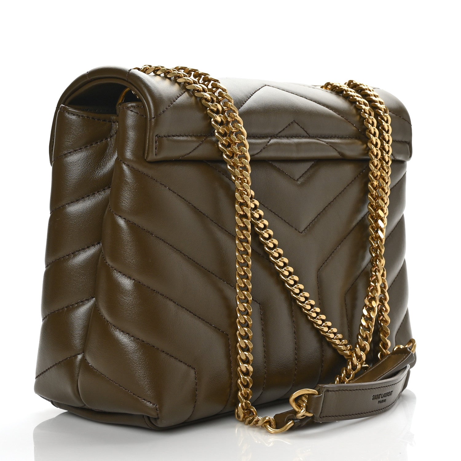 Saint Laurent Calfskin Y Quilted Monogram Small Loulou Chain Satchel Soil Brown 2 of 7