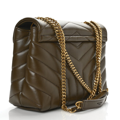 Saint Laurent Calfskin Y Quilted Monogram Small Loulou Chain Satchel Soil Brown 2 of 7