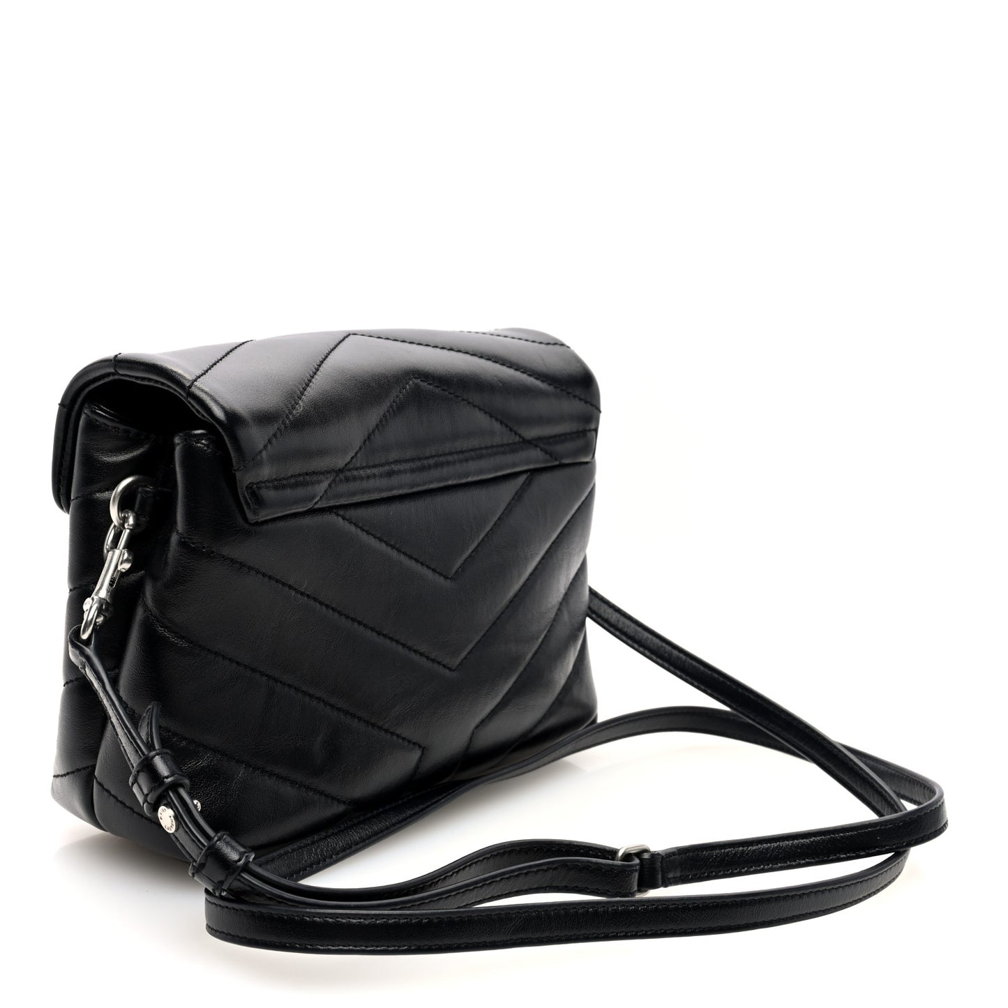 Calfskin Y Quilted Monogram Toy Loulou Crossbody Bag Black