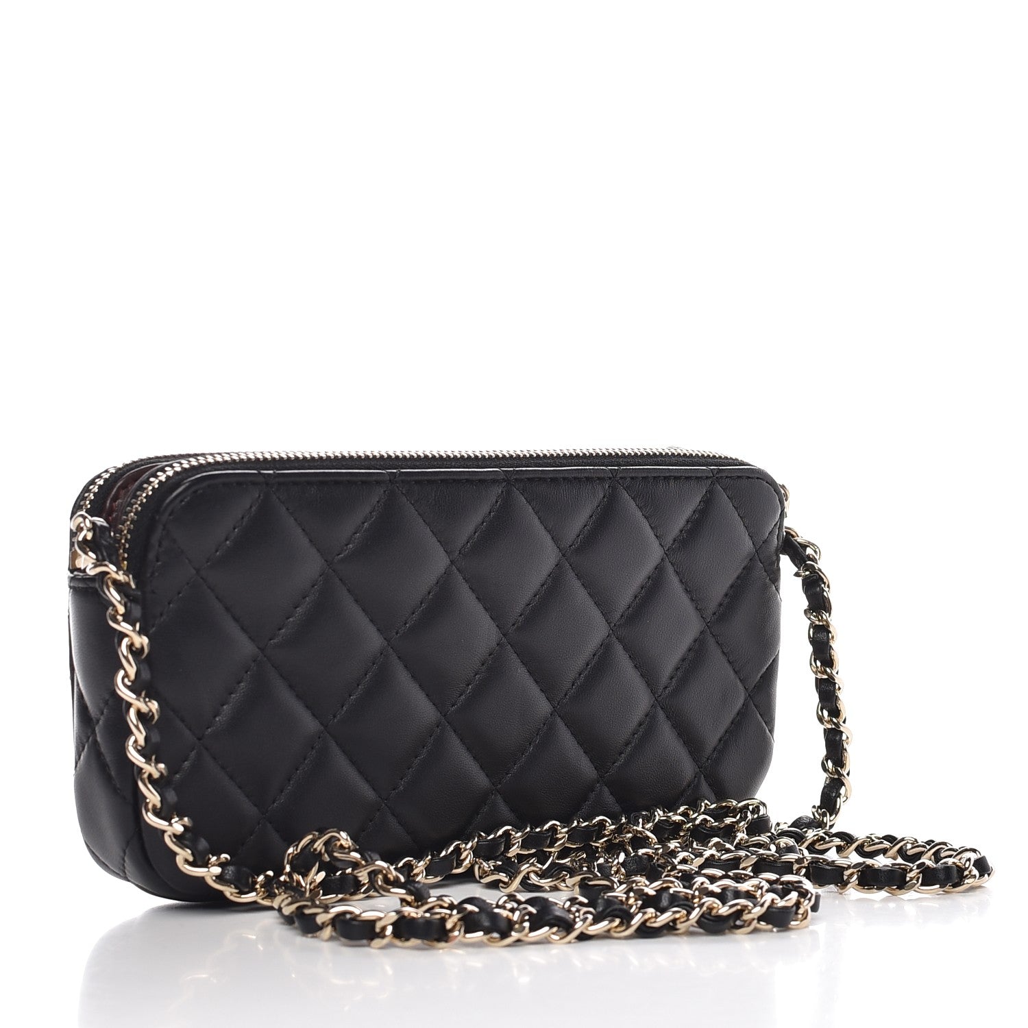 Chanel Lambskin Quilted Small Clutch With Chain Black 3 of 9
