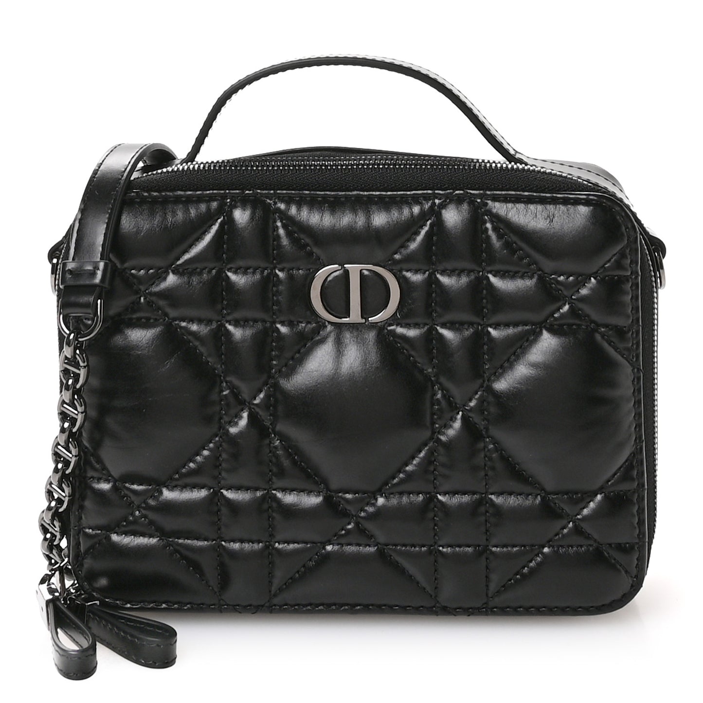Calfskin Macrocannage Caro Box Bag Black